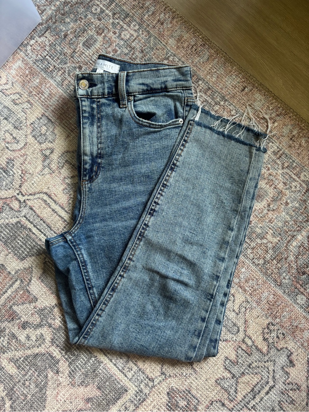 Dynamite Light Blue Cropped Distressed Jeans